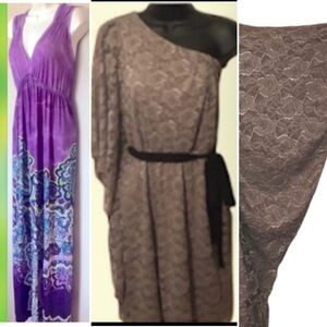 2 Dresses 1 Lace in Beige 1 Maxi Purple